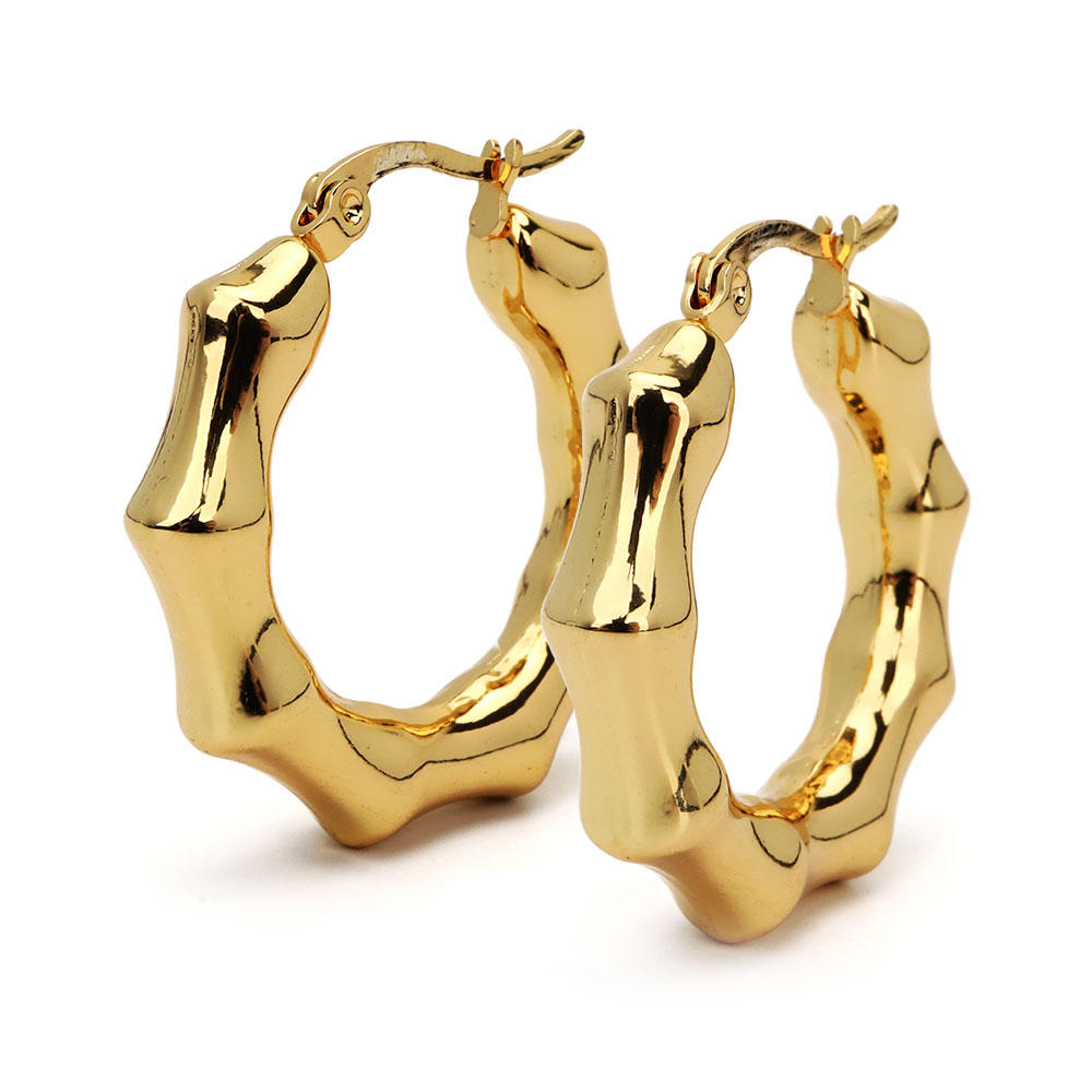 ステンレス 竹節ピアス ワイドピアス 大ぶりピアス 両耳2点セット  