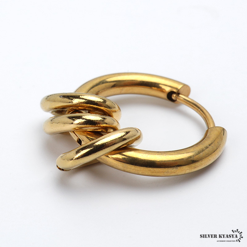 18金 ピアス フープピアス 3連 2g アンカーピアス 4タイプ ゴールド 18K GP ステンレス フープ