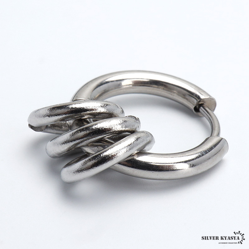 ステンレス 3連ピアス フープピアス シルバー リングピアス サークル