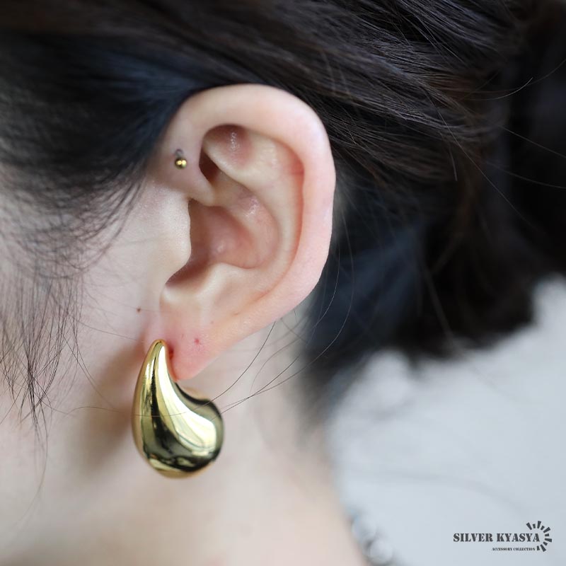 ステンレス しずくピアス ティアドロップピアス 大ぶりピアス