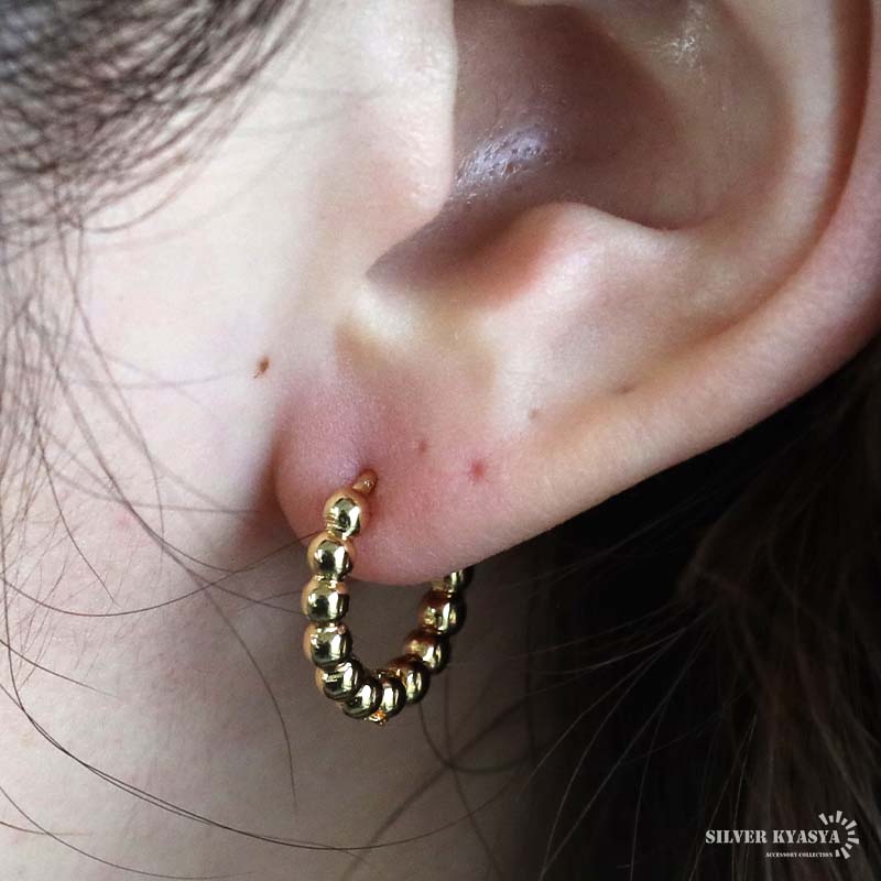 ステンレス つぶつぶピアス ボールピアス メタルピアス フープ