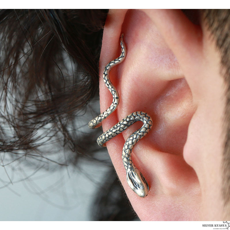 ヘビイヤーカフ シルバー925 蛇 スネーク 動物 アニマル 爬虫類 片耳用
