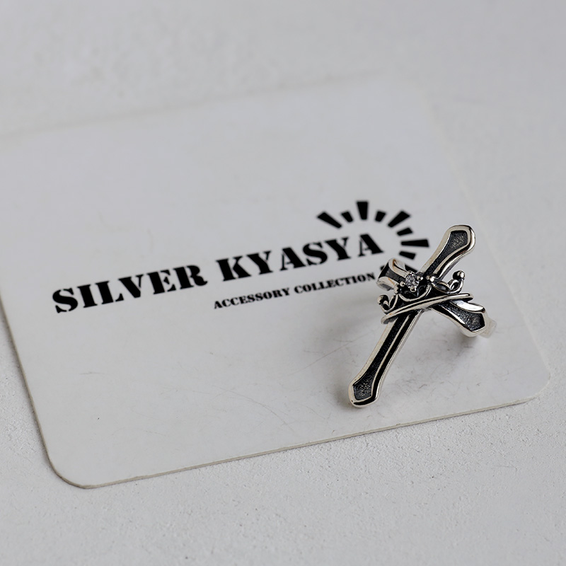 クロスイヤーカフ シルバー925 メンズ silver 大きめ 十字架 CZ