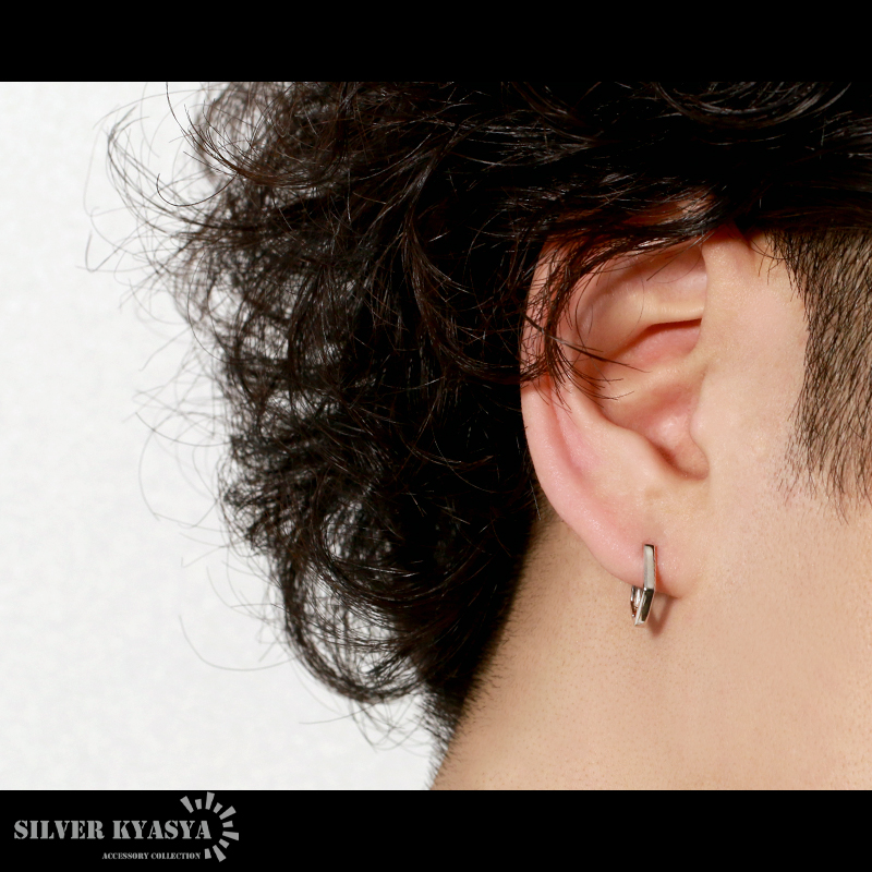 五角形ピアス シルバー925 CZ フープピアス シルバー silver