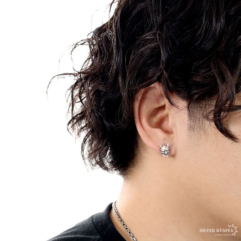 般若面ピアス メンズ シルバー925 ピアス スタッドピアス ボディ