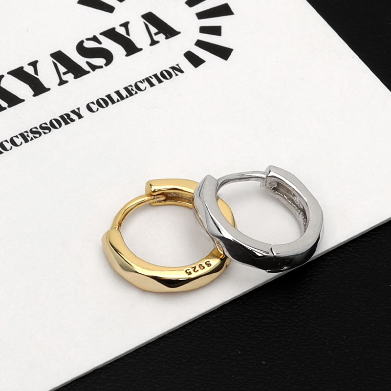 P093o 【オススメ】 フープピアス 一粒ダイヤ シルバー925 ゴールド シルバー925 フープピアス ダイヤカット ゴールド gold silver