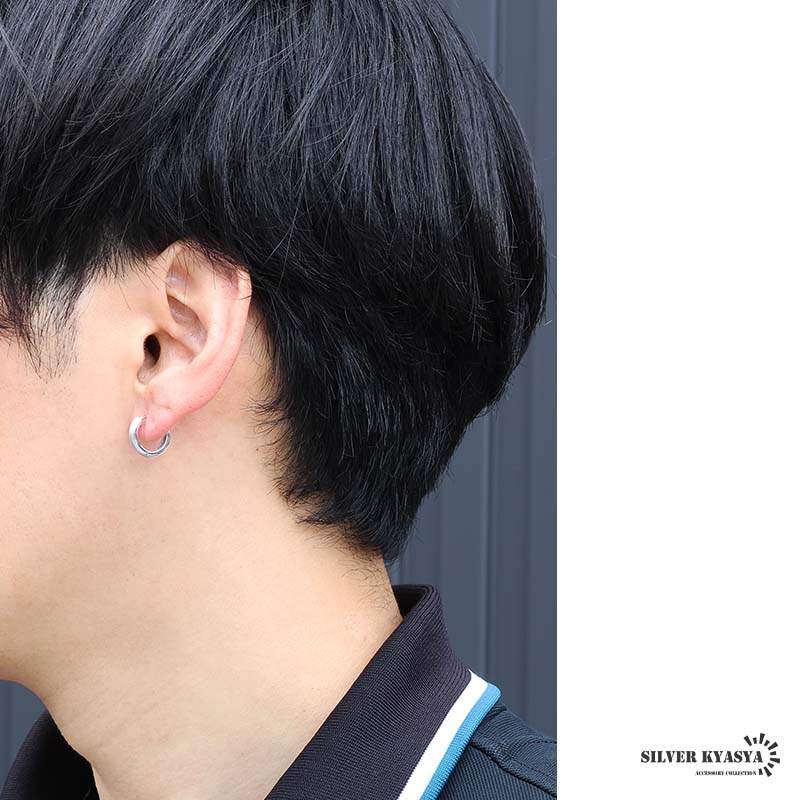 YGG★スラッシュカット フープピアス シルバー 銀 太め ペア placebo 2個で10％OFF 3個で20％OFFクーポン／シルバー925 つや消しピアス
