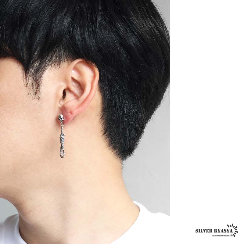 シルバー925 スカルピアス ロープ アンティークピアス ドクロ シルバー