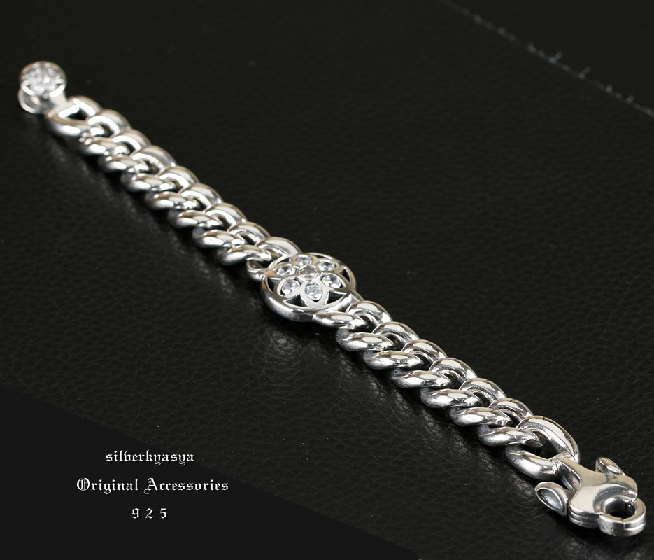 pink silver/ silver/桜デザイン ブレスレット シルバー925 桜ブレスレット メンズ シルバー さくら サクラ