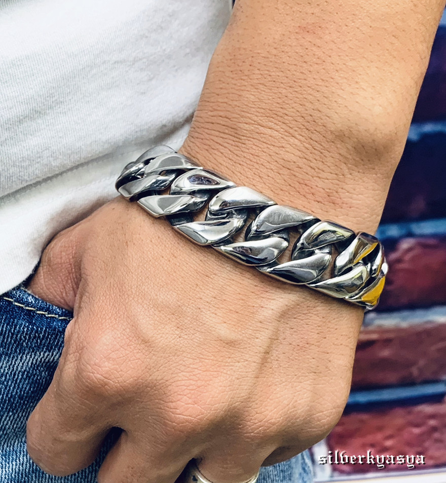 高品質ステンレス素材 超重厚 メンズ ブレスレット 太幅 チェーン