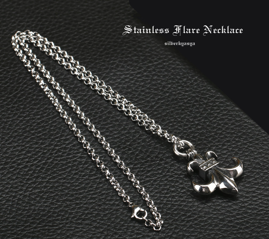 ステンレス ユリネックレス フレア紋章 ユリ ネックレス ペンダント