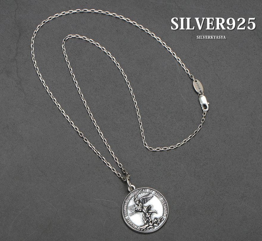 シルバー925 コインネックレス 銀 シルバー ネックレス コイン 聖 ...
