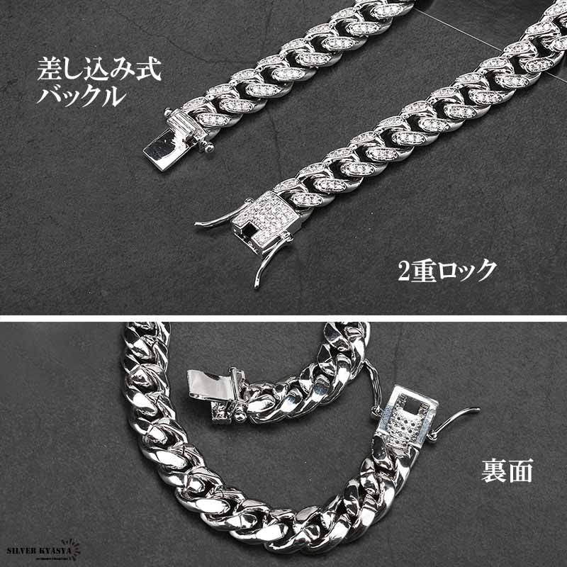 大迫力！超高品質！ショートバックル マイアミ チェーン シルバー ブレスレット 大迫力！超高品質！ショートバックル マイアミ チェーン