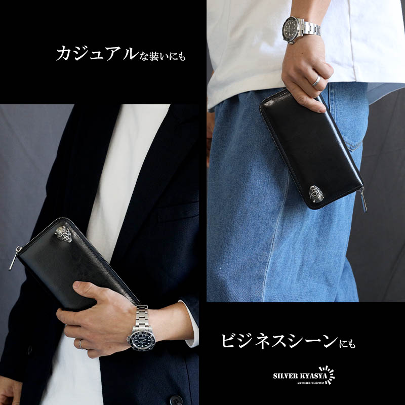 レザーウォレット メンズ コンチョ付き 長財布 本革 デーモン