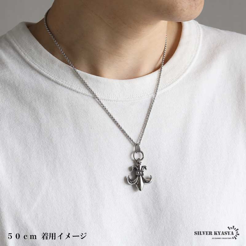 複数買いで最大300円OFFクーポン／ステンレス ユリネックレス フレア