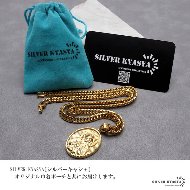 ステンレス HIPHOPネックレス ゴールド 6面カットダブル喜平