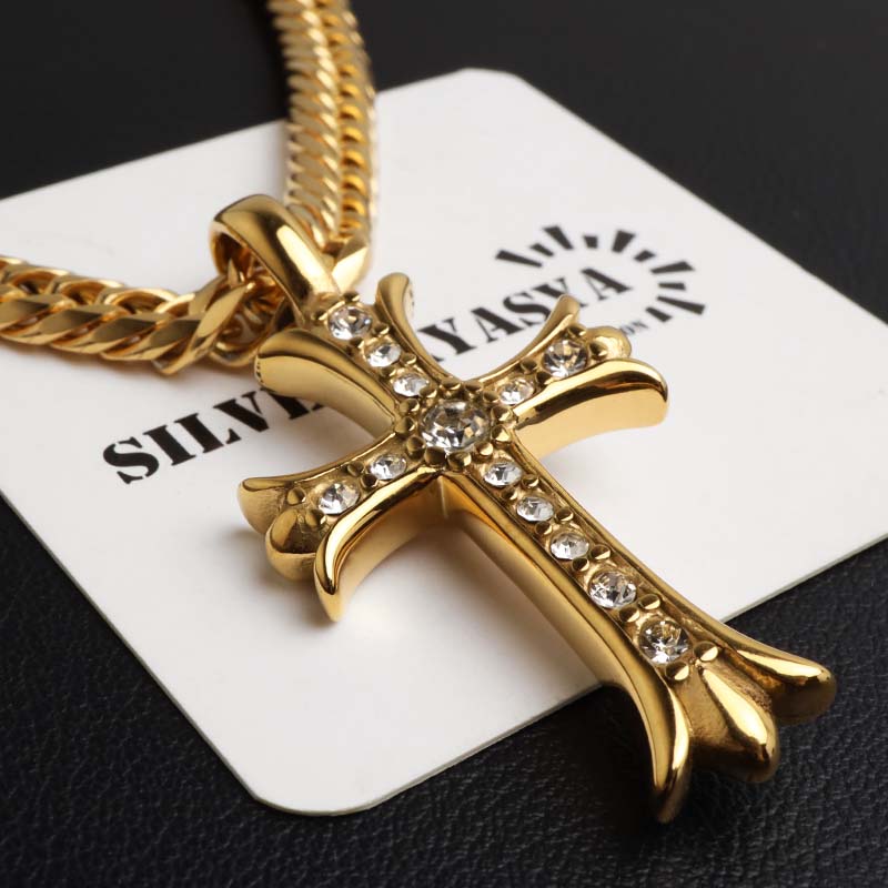 ステンレス クロスネックレス ペンダントネックレス メンズネックレス