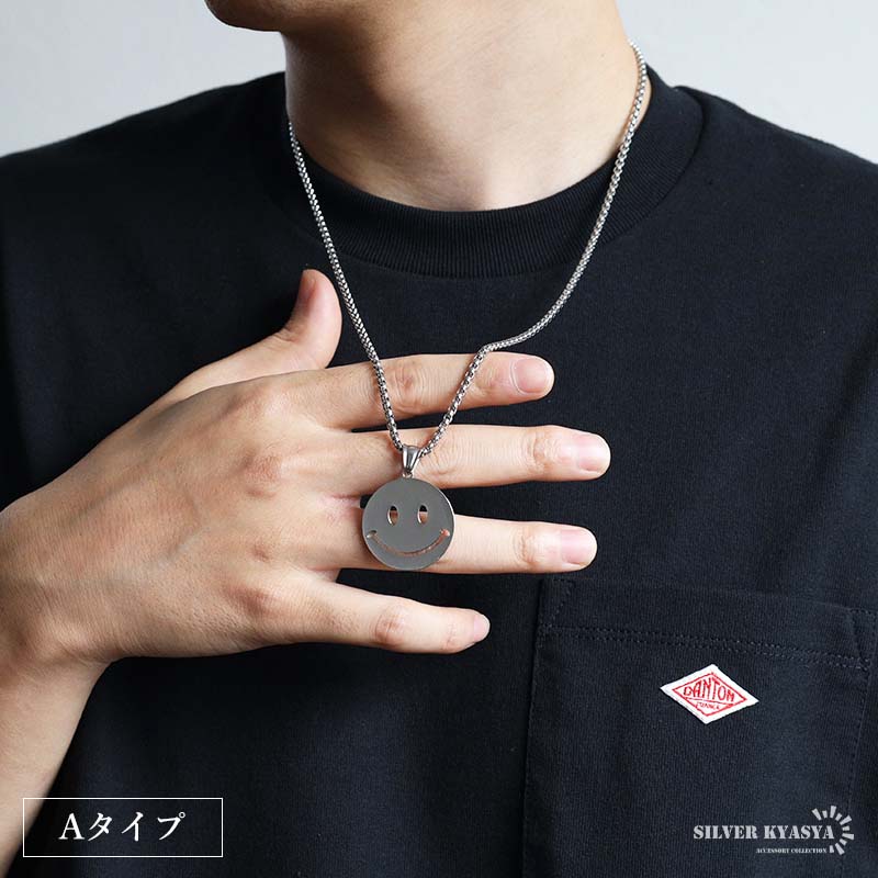 ステンレス ニコちゃんネックレス スマイル ペンダントネックレス 5