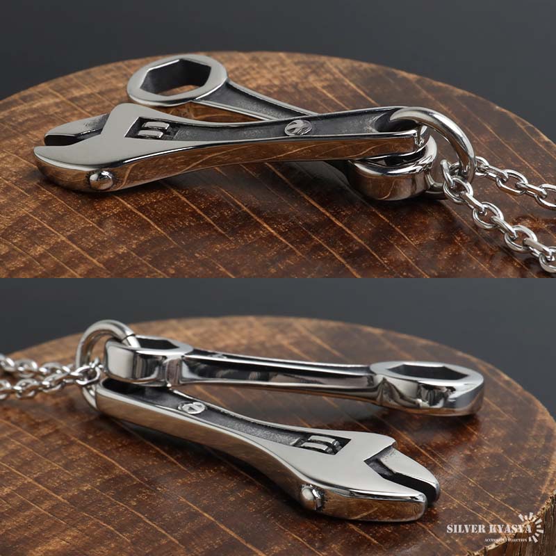 PUERTA DEL SOL スパナ型 ペンダントネックレス レンチ garni ステンレス 工具ネックレス スパナ レンチ モンキー ユニーク
