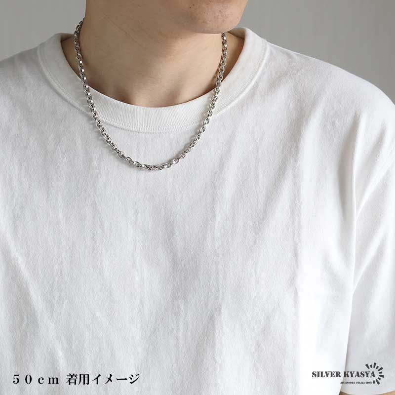 ペーパーチェーンネックレス 燻し仕上げ 重厚感あり 六字真言