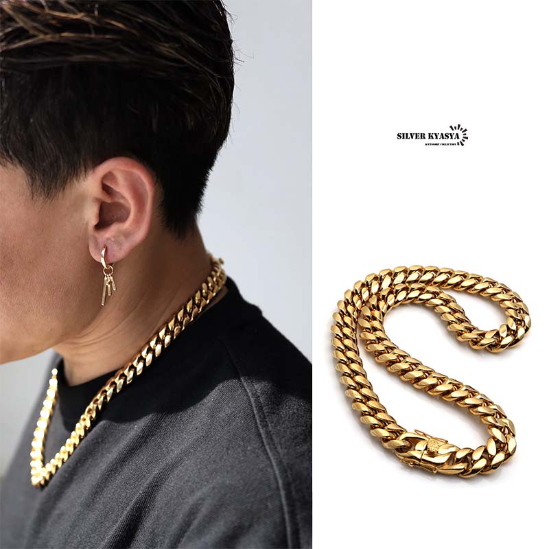 316L 太め 幅14mm メンズネックレス 18k gp 金 ゴールド 喜平チェーン B系 HIPHOP マイアミキューバンリンク 喜平ネックレス  50cm 60cm : n242-14mm : SILVER KYASYA - 通販 - Yahoo!ショッピング