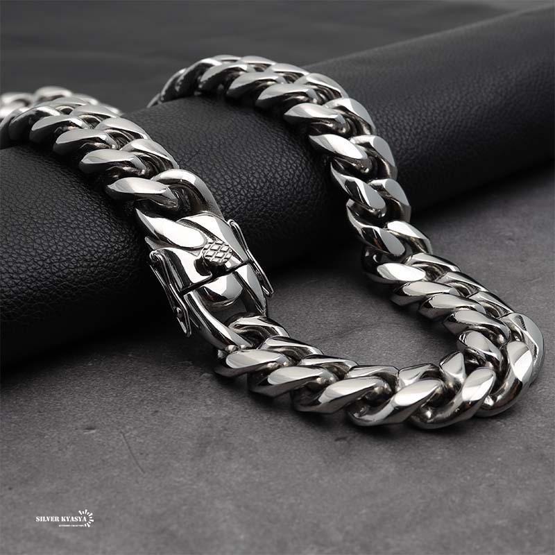極太喜平ネックレス 18mm 316L 幅18mm 極太 メンズネックレス シルバー 喜平チェーン B系