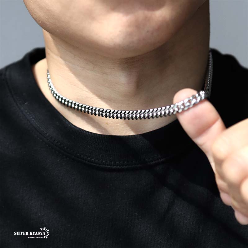 316L 幅6mm 細め メンズネックレス シルバー 喜平チェーン B系
