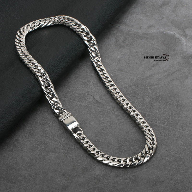 幅11mm STAINLESS STEEL 6面カット ダブル喜平ネックレス