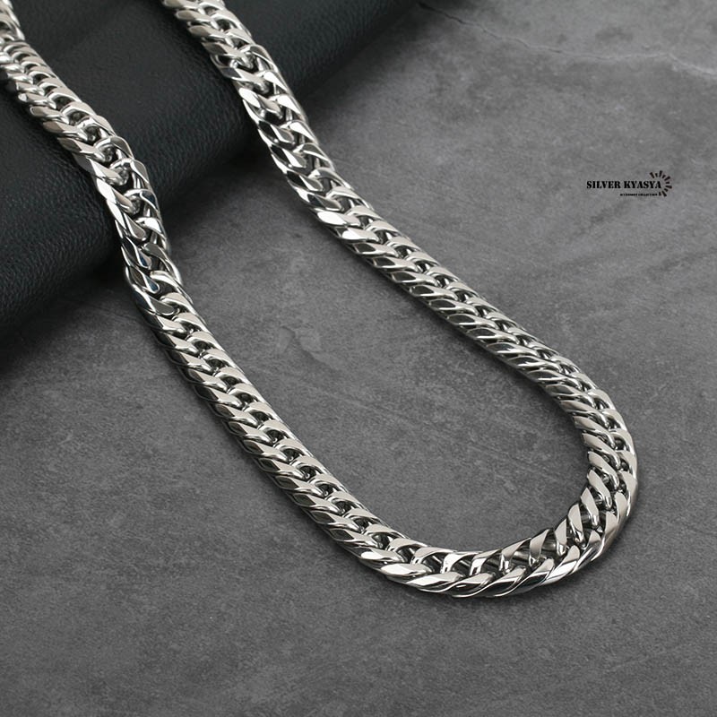 幅11mm STAINLESS STEEL 6面カット ダブル喜平ネックレス ステンレス