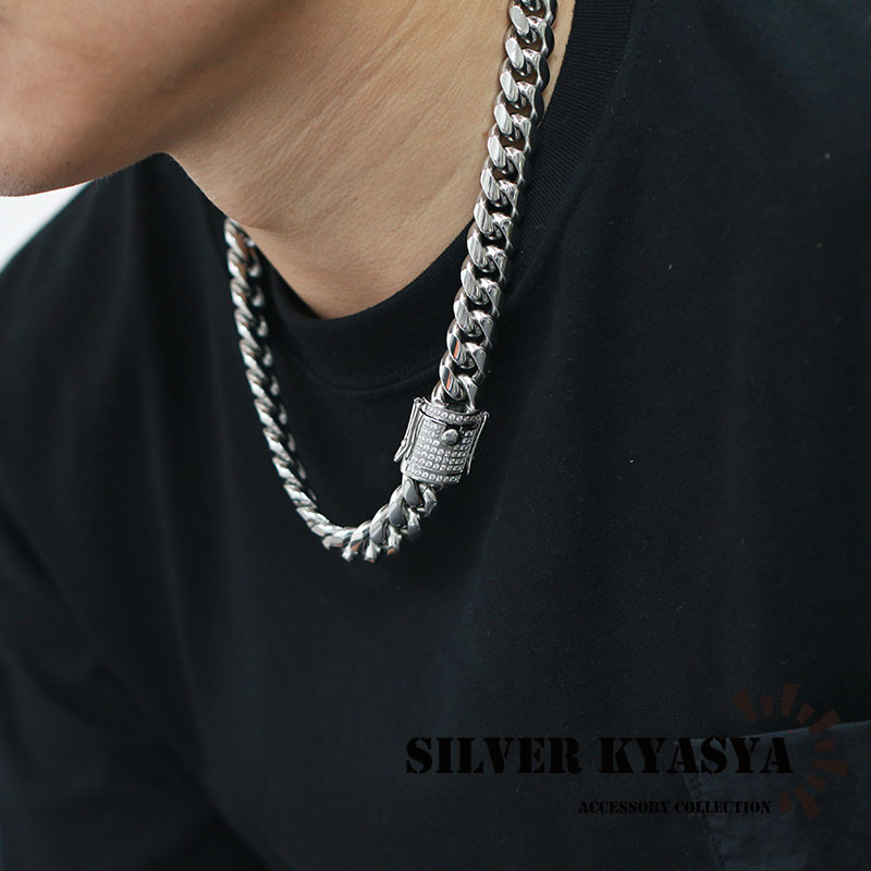 STAINLESS 幅14mm 喜平ネックレス ブリンブリン 差し込み式 二重