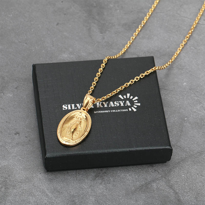 ステンレス 奇跡のメダイ ネックレス 18K gp 金 ゴールドコイン
