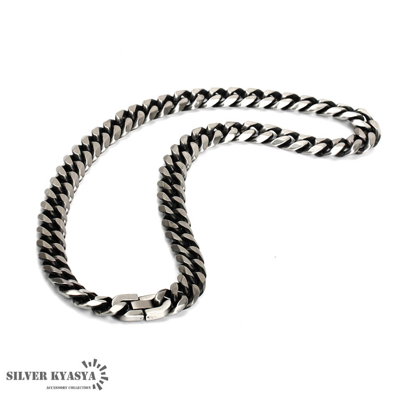幅15mm STAINLESS STEEL 喜平チェーンネックレス 6面カット 燻