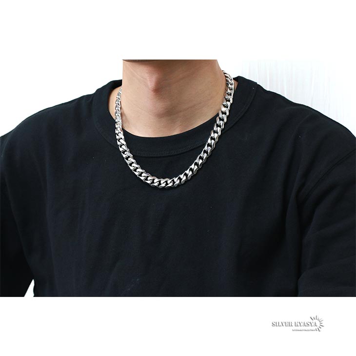 幅12mm STAINLESS STEEL ステンレス 喜平ネックレス 6面カット マイアミキューバン 喜平チェーンネックレス シルバー 太め  50cm 60cm