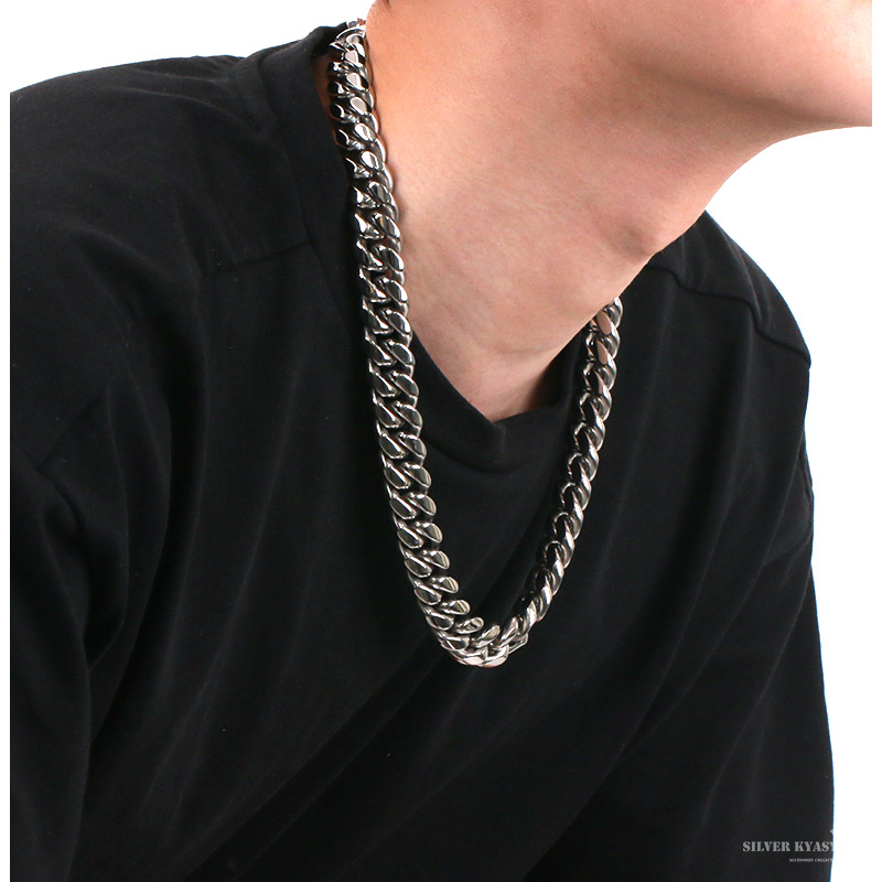 24inch(約60cm)) 幅16mm ステンレス 喜平ネックレス CZ パヴェ