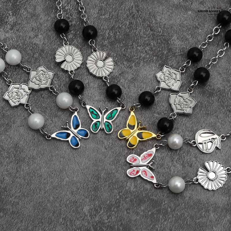 ネックレス パールネックレス 蝶 バタフライ 花 フラワー ストリート