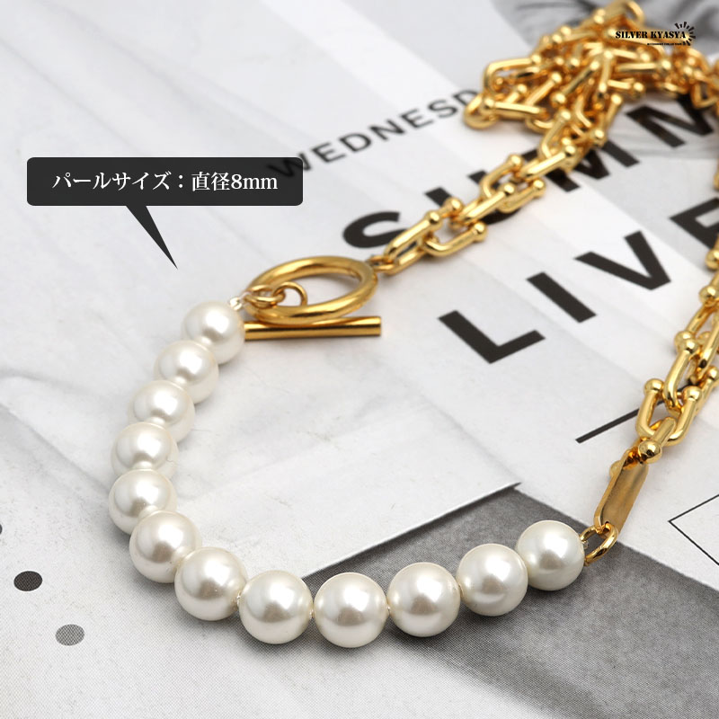ネックレス(シルバーキャシャ)オリジナル パールネックレス 18K