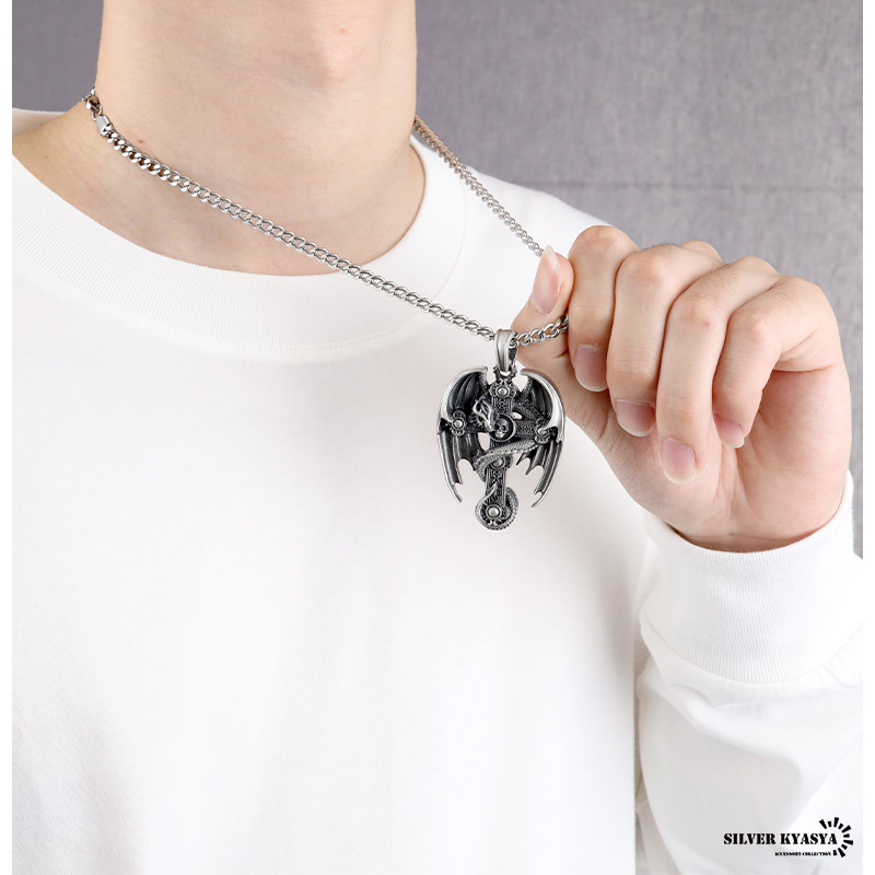 KING BABY スカル クロス ロザリオ ネックレス silver925 KING BABY スカル クロス ロザリオ ネックレス silver925