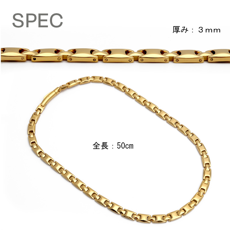 磁気ネックレス ステンレス ビーズ 18k ip gold ゴールド 磁力 磁石