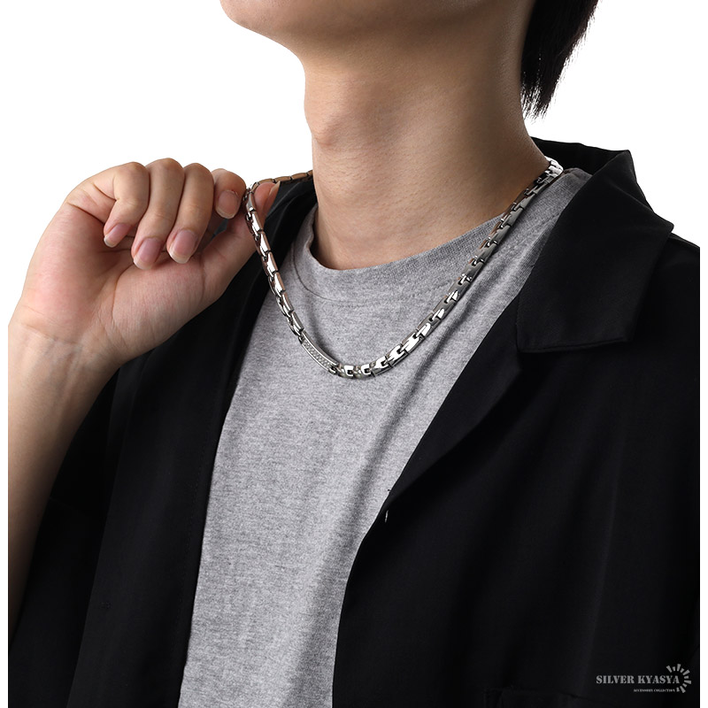 磁気ネックレス ステンレス ビーズ CZ silver シルバー 磁力