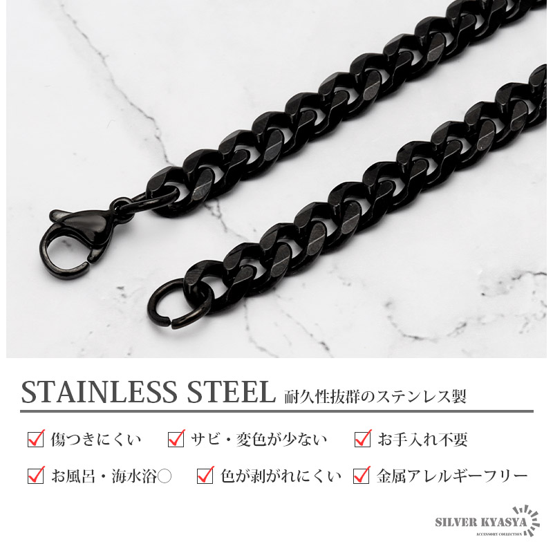 6面カット ダブル喜平ネックレス ステンレス クロス ゴシック