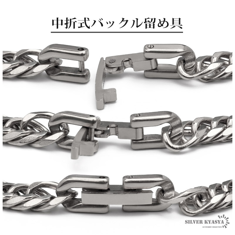 6面カット ダブル喜平ネックレス ステンレス クロス ゴシック