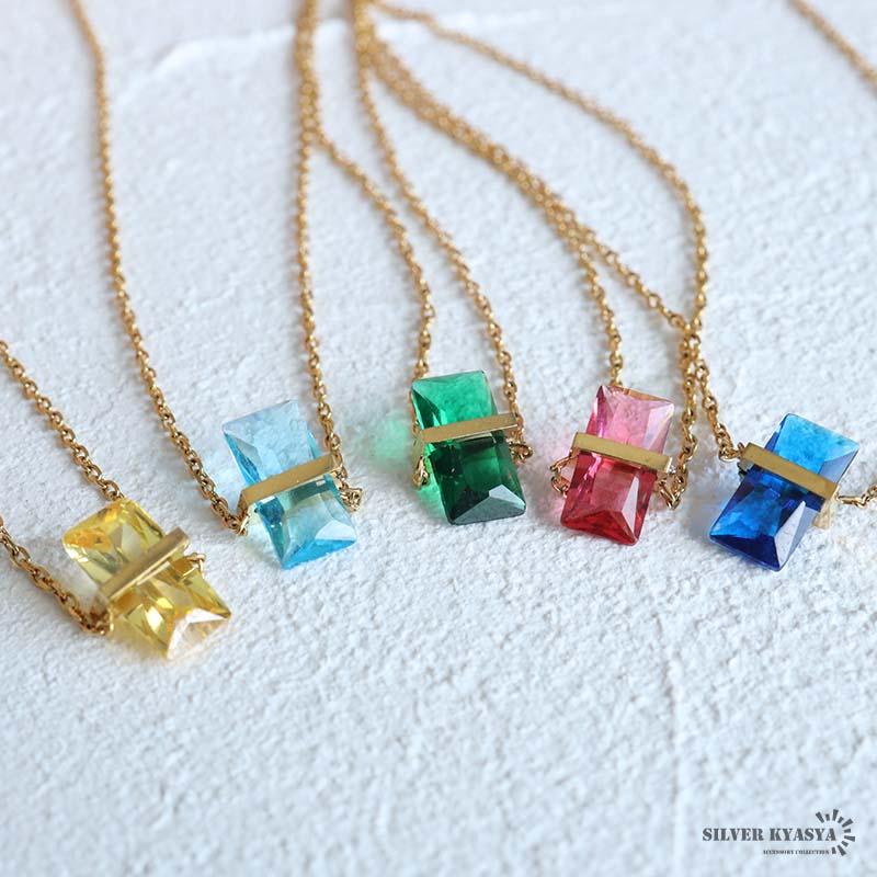 ステンレス 18KGP 誕生石ネックレス ジルコニアネックレス 一粒