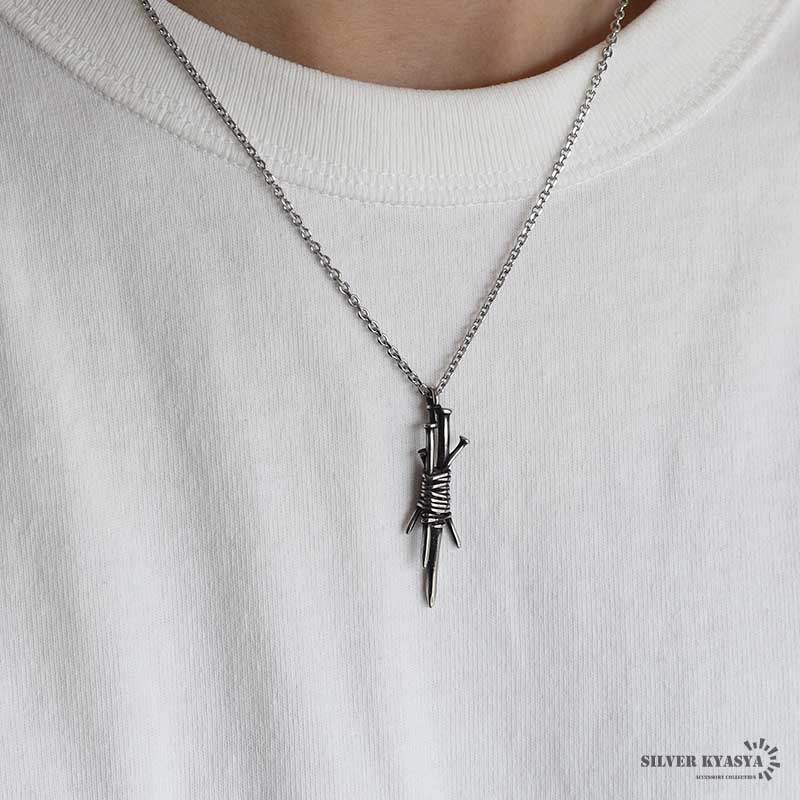ステンレス 釘ネックレス 和釘ネックレス シルバー 工業 部品 ステンレス 釘ネックレス 和釘ネックレス シルバー 工業 部品