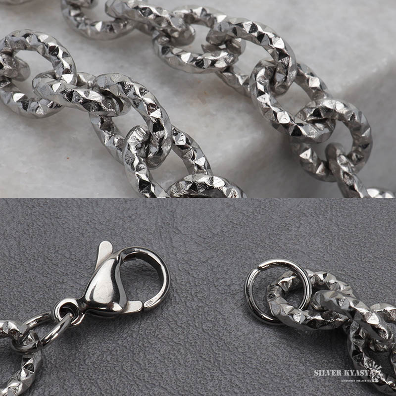 ステンレス スタッズチェーンネックレス シルバー 45cm/50cm