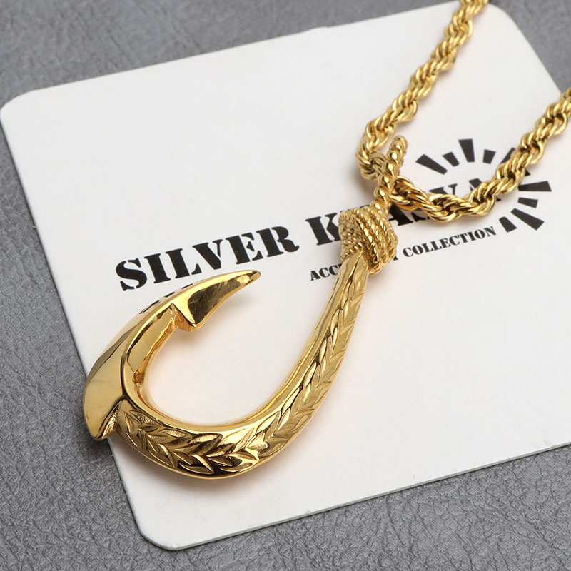 ステンレス フィッシュフックネックレス ゴールド 45cm 50cm