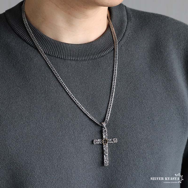 最大30％OFFクーポン登場中！／シルバー925 クロスネックレス フラワー