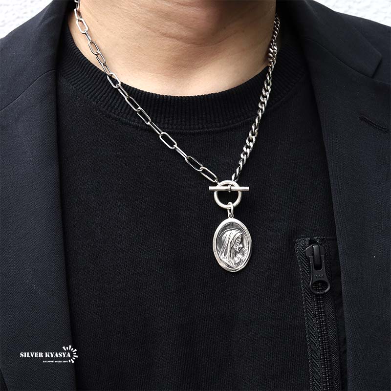 シルバー925 マリアネックレス コインネックレス レザー
