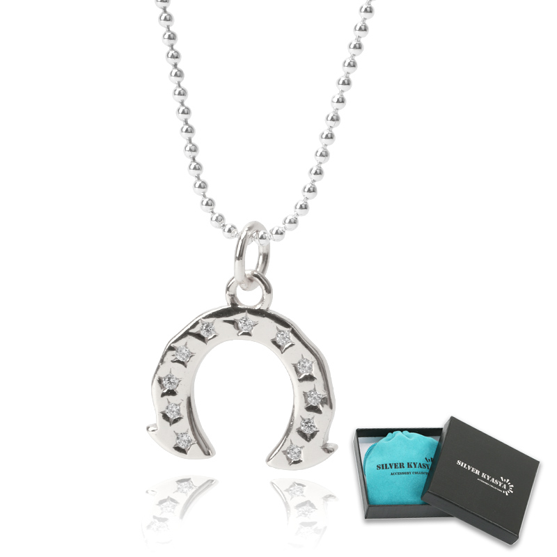 シルバー925 ホースシューネックレス 18K GP ゴールド ネックレス CZ