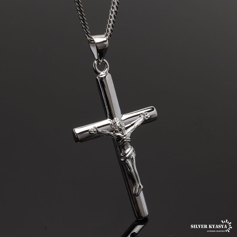 シルバー925 クロスネックレス ペンダント シルバー 6面カットダブル
