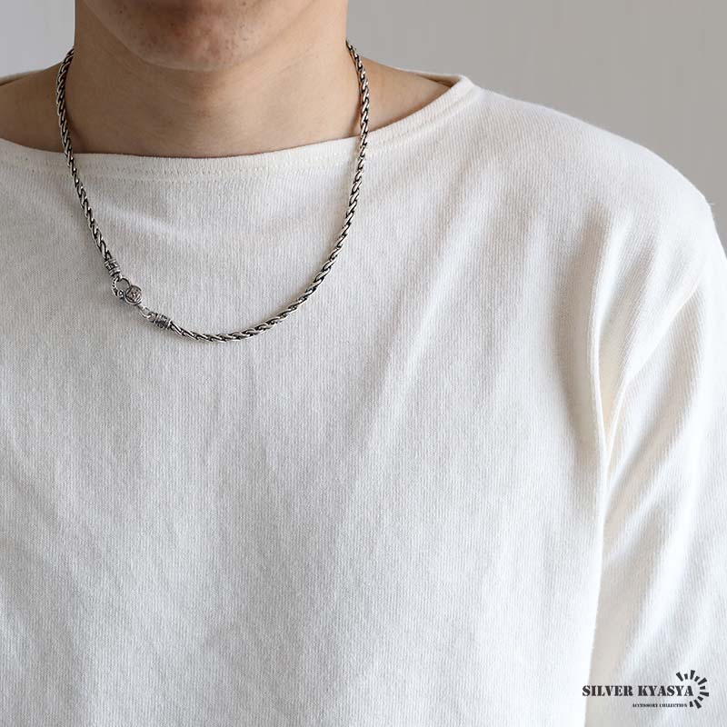 シルバー925 ロープチェーンネックレス ツイストチェーンネックレス 六